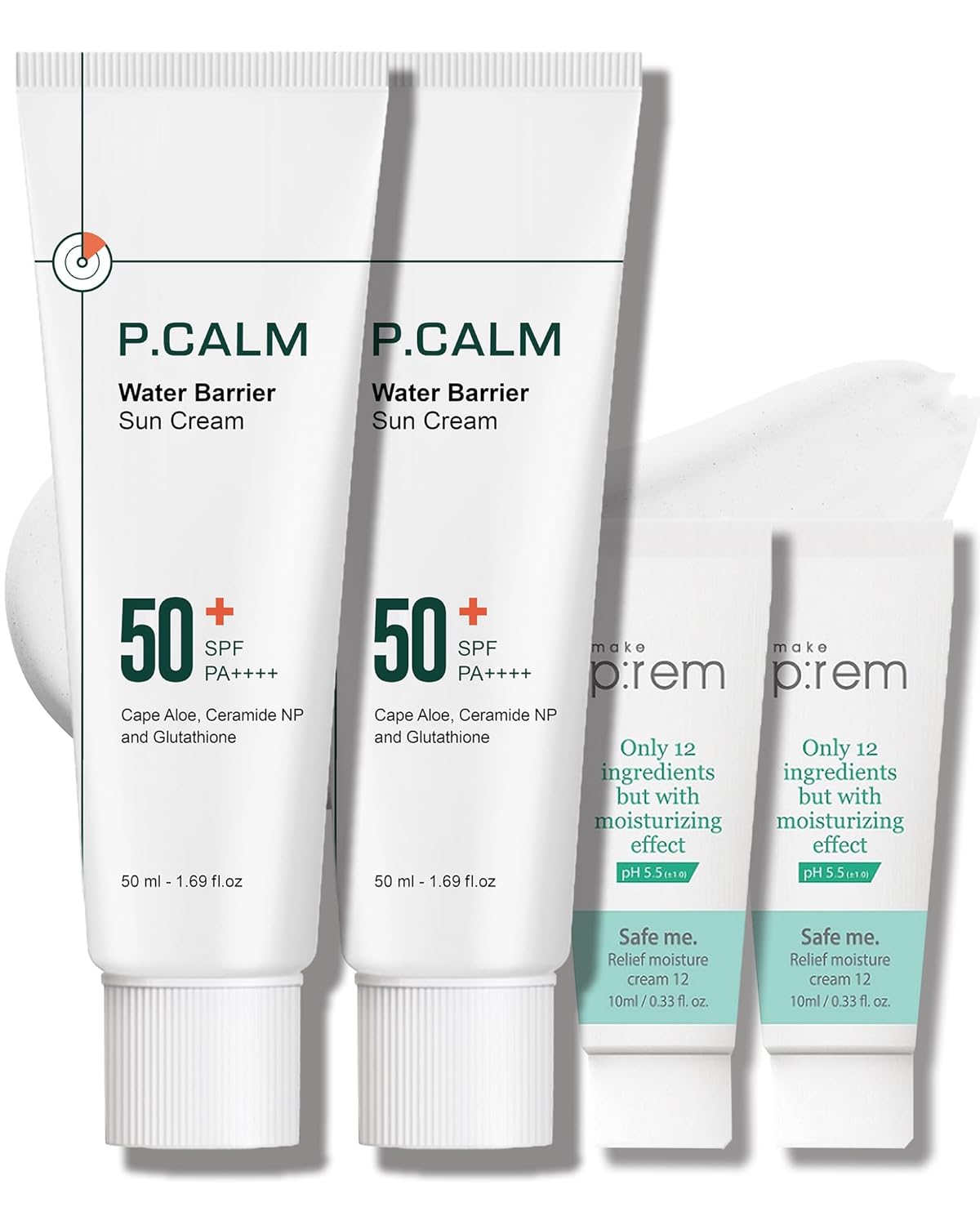 P.Calm Water Barrier Moisturizing Sun Cream Matte-Finish No White Cast Spf 50+ Pa++++ Vegan Calming Moisture Daily Sunscreen For Dry Oily Sensitive Skin Korean Skincare 3.4 Fl Oz