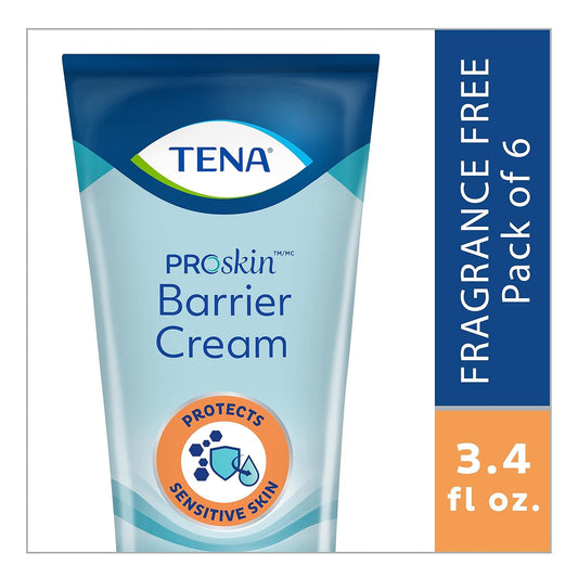 Tena Barrier Cream For Chafing Protection, Proskin, 3.4 Oz Pack Of 6