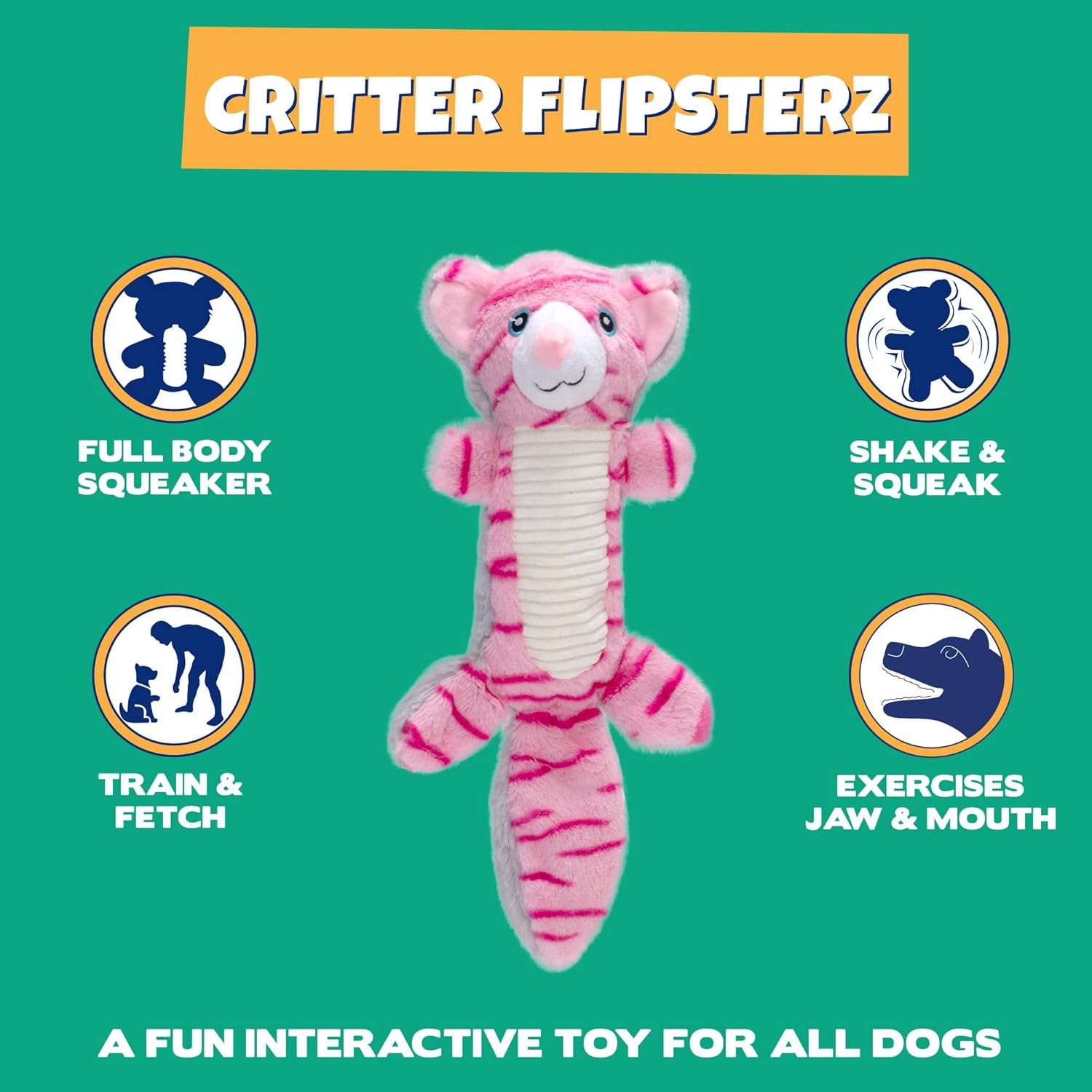 Pet Supplies : Pet Factory Shake & Squeak Flipsterz Plush Dog Toy, Randomly Selected - Cat-Mouse OR Squirrel-Fox, One Size : Amazon.com