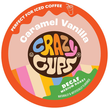 Crazy Cups Flavored Single-Serve Coffee For Keurig K-Cups Machines, Decaf Caramel Vanilla, 22 Count