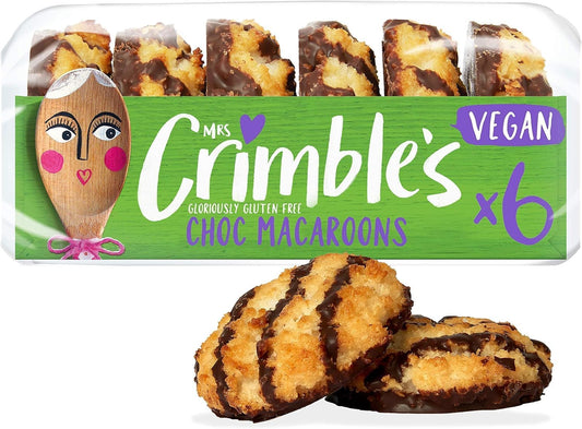 Mrs Crimble'S Gluten Free Vegan Choc Covered Coconut Macaroons, Premium Quality & Certified Free From Gluten, Wheat Free & Vegetarian Friendly, Pack Of 6 (195G)