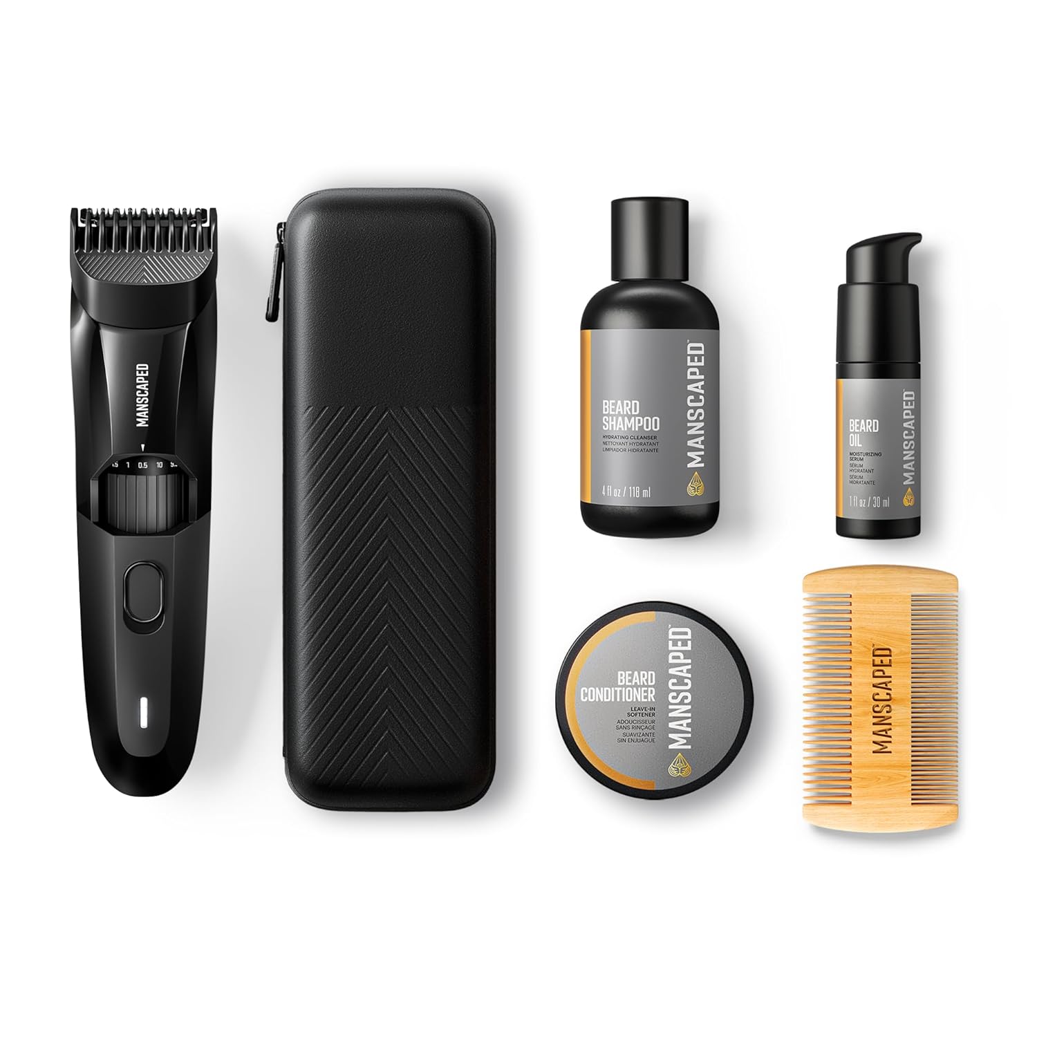 Manscaped® The Beard Hedger® Advanced Kit Includes Our Premium Precision Beard & Mustache Trimmer, Hydrating Shampoo, Softening Conditioner, Moisturizing Oil & Facial Hair Comb