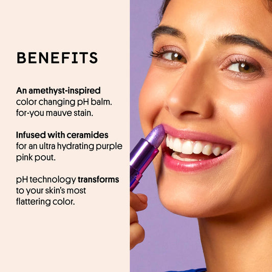 Winky Lux Glimmer Balm, Ph Lip Balm, Color Changing Lipstick And Tinted, Vegan & Cruelty Free Lip Balm, Hydrate & Plump, Purple Mauve Lipstick, Aurora
