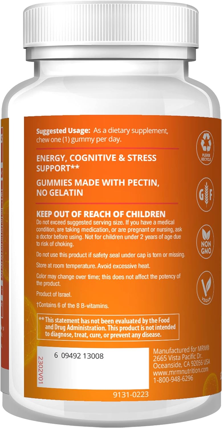 MRM Nutrition B-Complex + Vitamin C Gummies | Fast Acting - Energy Metabolism Support* | Natural Strawberry Flavored | Gelatin Free | Non-GMO | Vegan + Gluten Free | 60 Servings : Health & Household