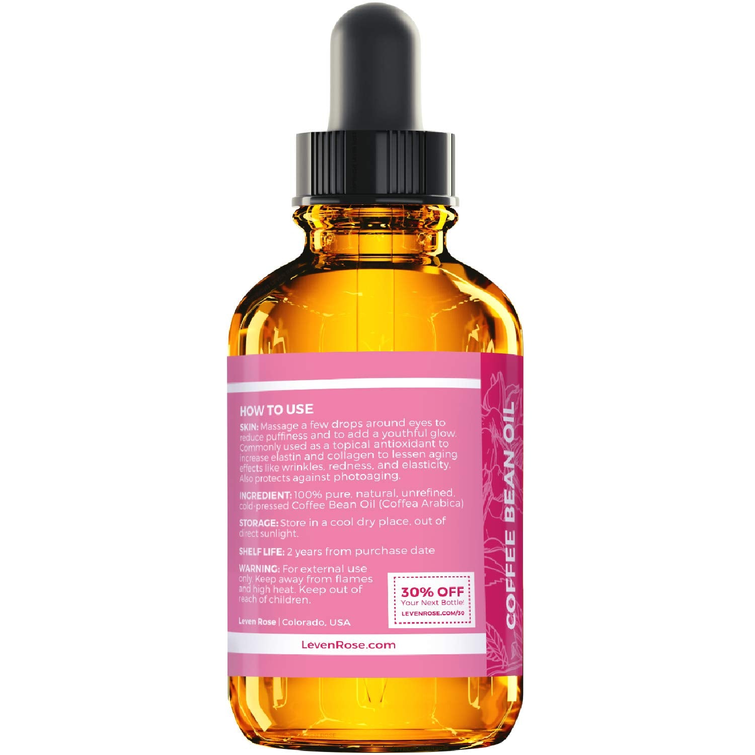 Leven Rose Coffee Bean Oil 1 Oz - 100% Natural Cold Pressed Oil For Skin And Hair : Beauty & Personal Care