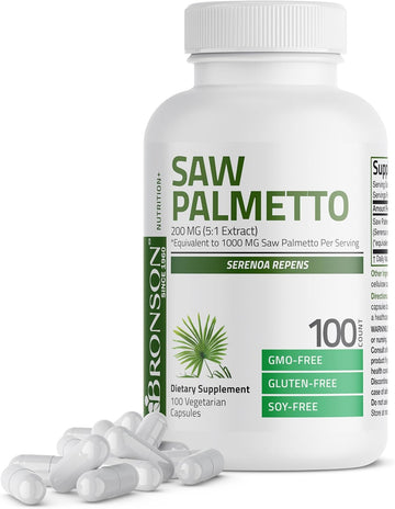 Bronson Saw Palmetto 1000 Mg Per Serving Extra Strength Supports Healthy Prostate Function & Urinary Health Support - Non Gmo, 100 Vegetarian Capsules