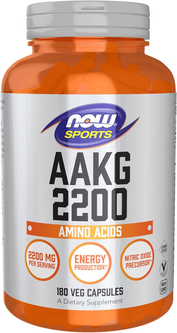 Now Sports Aakg 2200, Arginine, Energy Production, 180 Veg Capsules