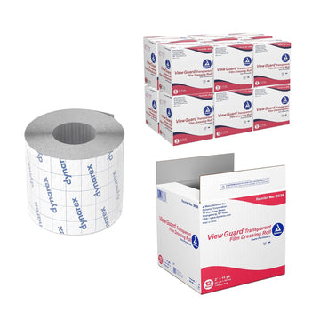 Dynarex View Guard Transparent Film Dressing Rolls, Non-Sterile Transparent Film Dressing That Protects Minor Wounds And Easily Conforms To Body Contours, 2" X 11 Yds., 1 Box Of 12 Dressing Rolls