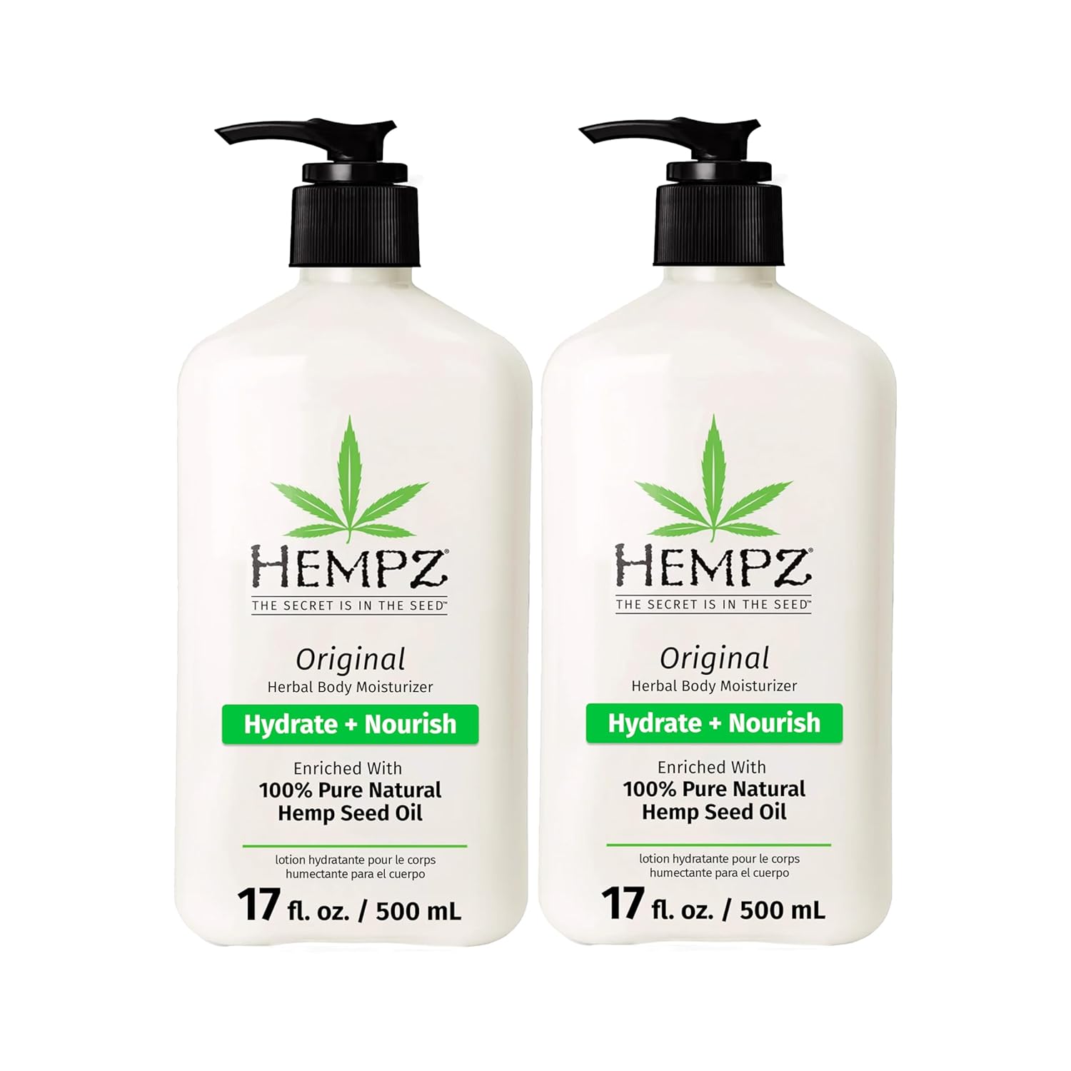 Hempz Original Natural Hemp Seed Oil Body Moisturizer With Shea Butter And Ginseng, 2.25 Fluid Ounce - Pure Herbal Skin Lotion For Dryness - Nourishing Vegan Body Cream In Floral And Banana