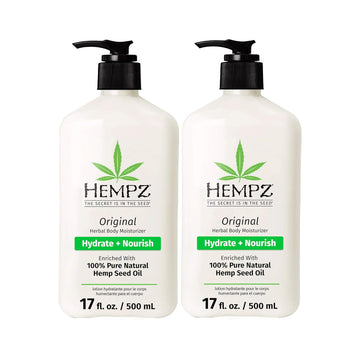 Hempz Original Natural Hemp Seed Oil Body Moisturizer With Shea Butter And Ginseng, 2.25 Fluid Ounce - Pure Herbal Skin Lotion For Dryness - Nourishing Vegan Body Cream In Floral And Banana