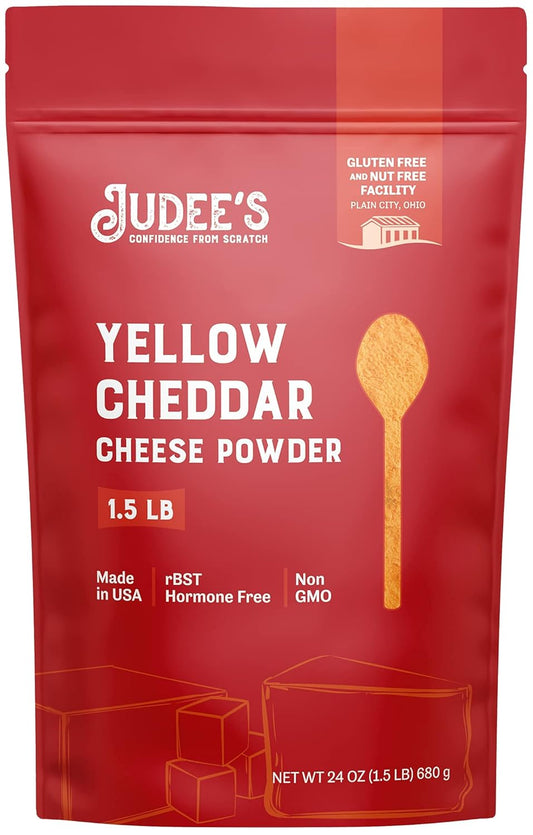 Judee's Medium Cheddar Bundle: Yellow Cheddar Cheese Powder (1.5 lb) and White Cheddar Cheese Powder (1.5 lb)