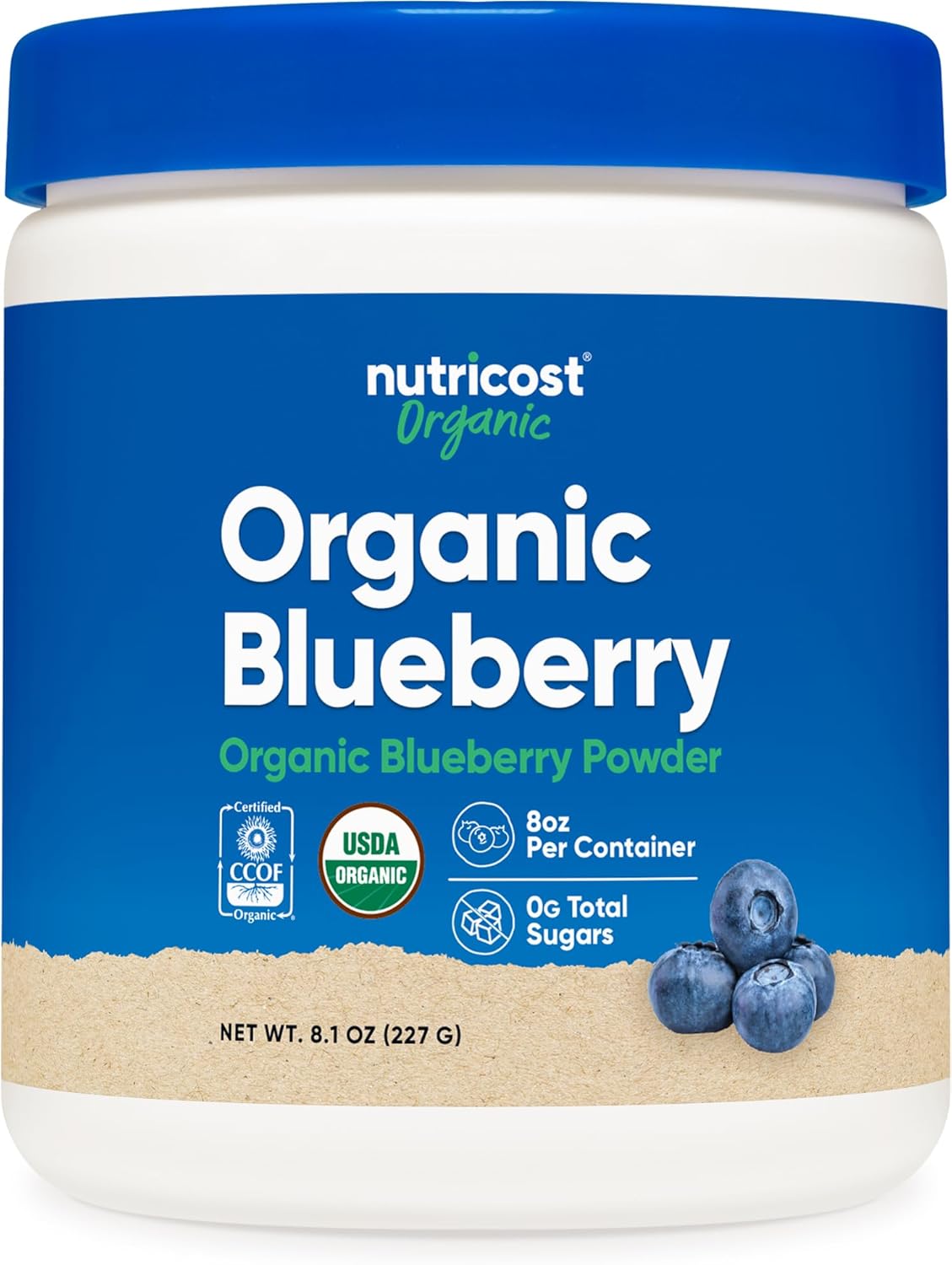 Nutricost Organic Blueberry Powder 8Oz (227 Grams) - Pure, Gluten Free, Non-Gmo, From Whole Freeze-Dried Organic Blueberries