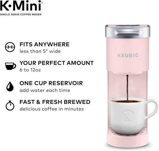 Keurig K-Mini Single Serve K-Cup Pod Coffee Maker, Dusty Rose, 6 To 12 Oz. Brew Sizes