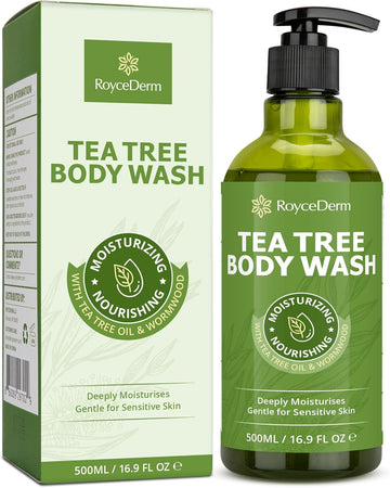 Roycederm Tea Tree Body Wash & Soap: Skin Care For Body Odor, Back Acne, Folliculitis, Tinea Versicolor, Jock Itch, Athlete’S Foot, And Ringworm - Gentle Cleansing With Tea Tree Oil For Men & Women