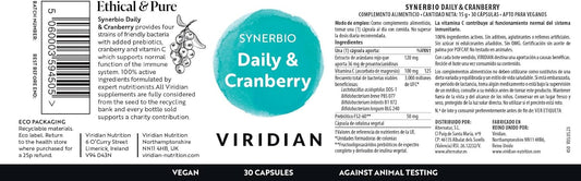 Viridian Synbiotic Daily Plus Cranberry 30 Caps