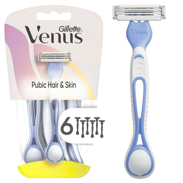 Gillette Venus Women'S Disposable Razors For Pubic Hair And Skin, Bikini Razors For Women, 6Ct