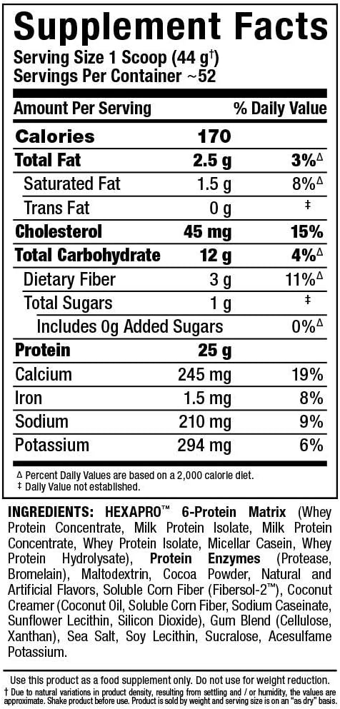 ALLMAX HEXAPRO, Chocolate - 5 lb - 25 Grams of Protein Per Serving - 8-Hour Sustained Release - Zero Sugar - 52 Servings : Health & Household