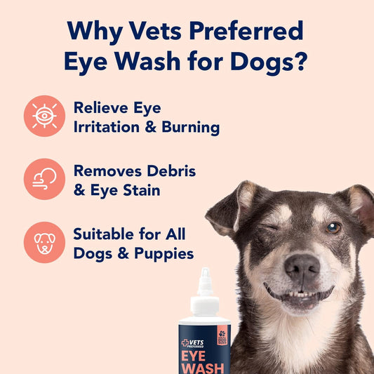 Vets Preferred Eye Cleaner For Dogs - Dog Eye Wash Drops For Infection & Tear Stain Remover - Improves Allergy Symptoms, Infections & Runny Eyes - Dog Eye Drops Rinse For Every Dog - 4 Oz