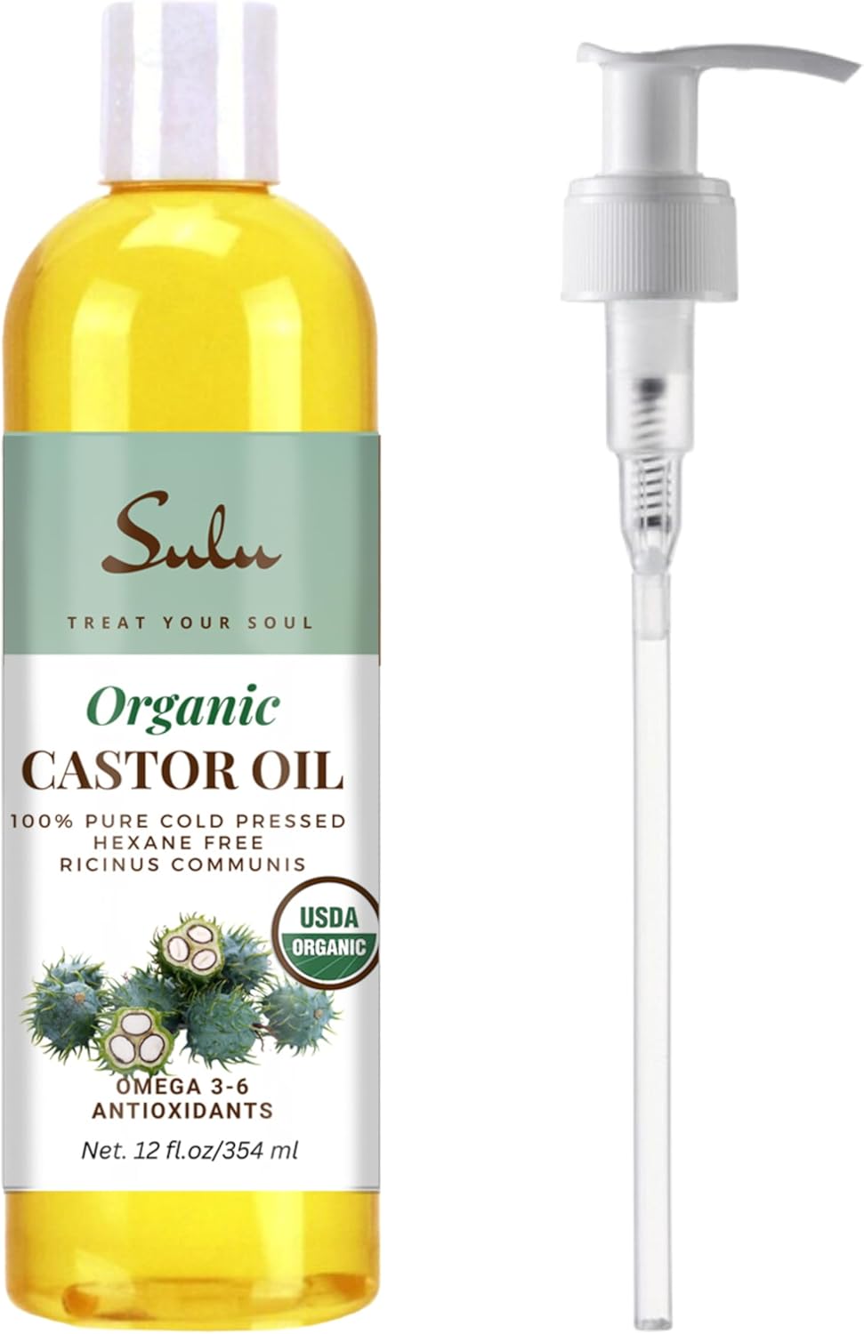 12 Ounces 100% Cold Pressed Hexane Free Castor Oil Usp