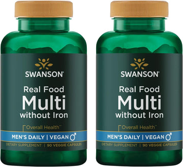 Swanson Real Food Multi Men'S Multivitamin Multimineral Men'S Health Prostate Stress Response Bladder Supplement Vegan Gluten-Free Non-Gmo 90 Veggie Capsules Veg Caps (2 Pack)