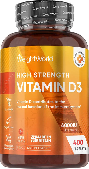 Vitamin D3 4000Iu | 400 Tablets | 1+ Year Supply | 6Mm Micro Vitamin D Tablets | Easy To Swallow Vit D | One A Day Supplement | Made In The Uk | Magnesium Stearate-Free | Vegetarian Friendly