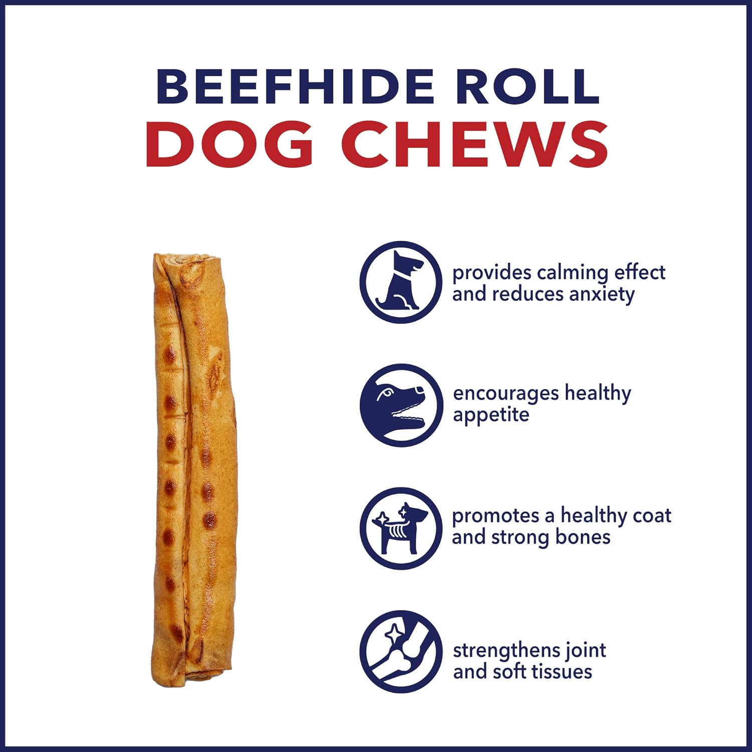 Pet Factory 100% Made in USA Beefhide 8" Rolls Dog Chew Treats - Chicken Flavor, 15 Count/1 Pack : Pet Supplies