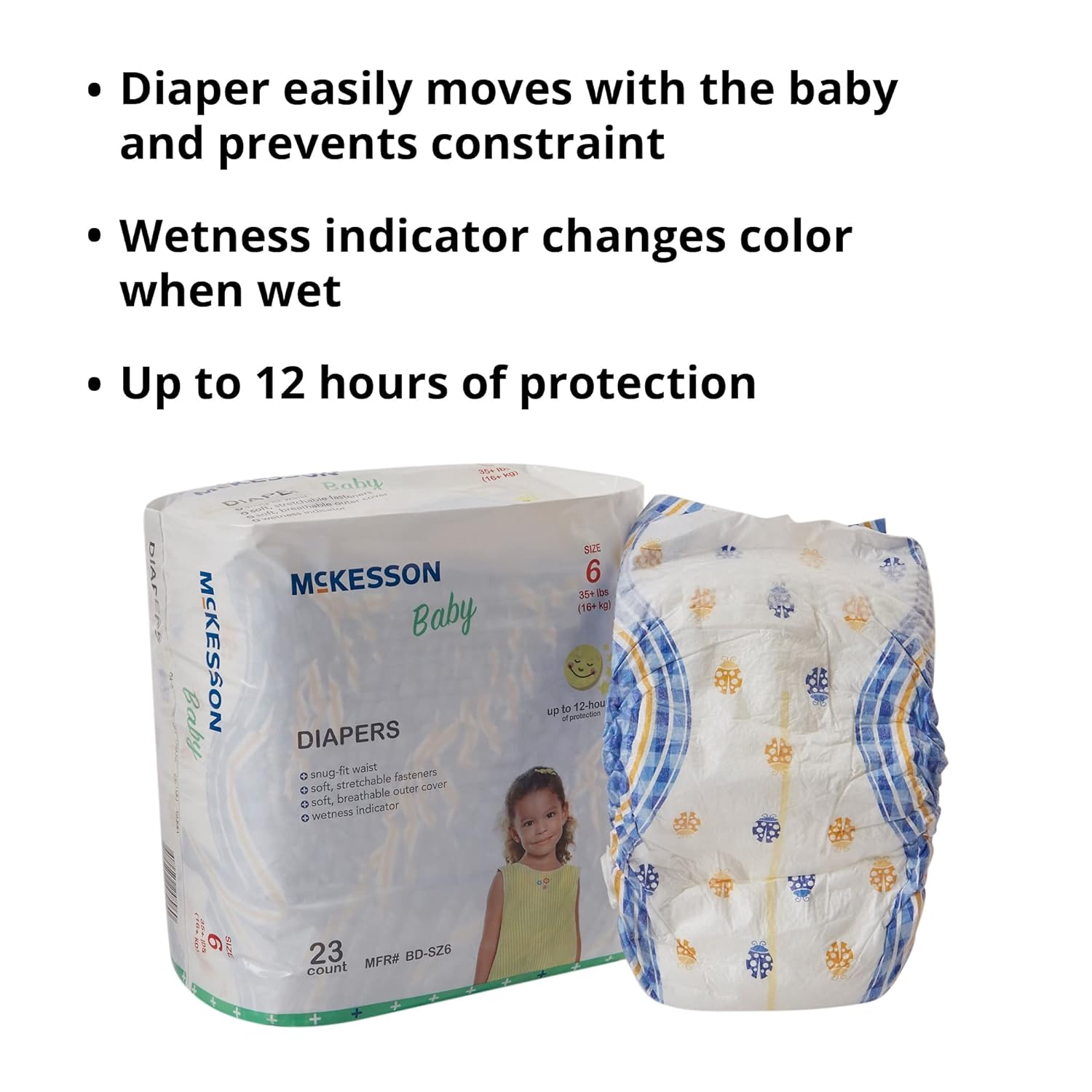 McKesson Baby Diapers, Size 6 (Over 35 lbs), 23 Count, 1 Pack