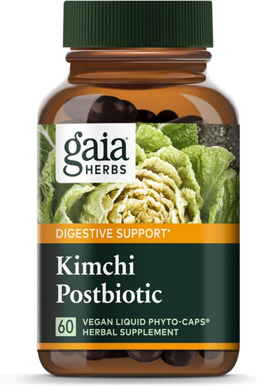 Gaia Herbs Kimchi Postbiotic - Natural Digestive Supplement For Gut Health - Made With Organic Fermented Kimchi - Free From Dairy, Soy & Gluten - 60 Vegan Capsules (30 Servings)