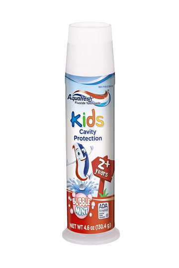 Aquafresh Kids Pump Cavity Protection Bubble Mint Fluoride Toothpaste For Cavity Protection, 4.6 Ounce , 6 Count (Pack Of 1 )