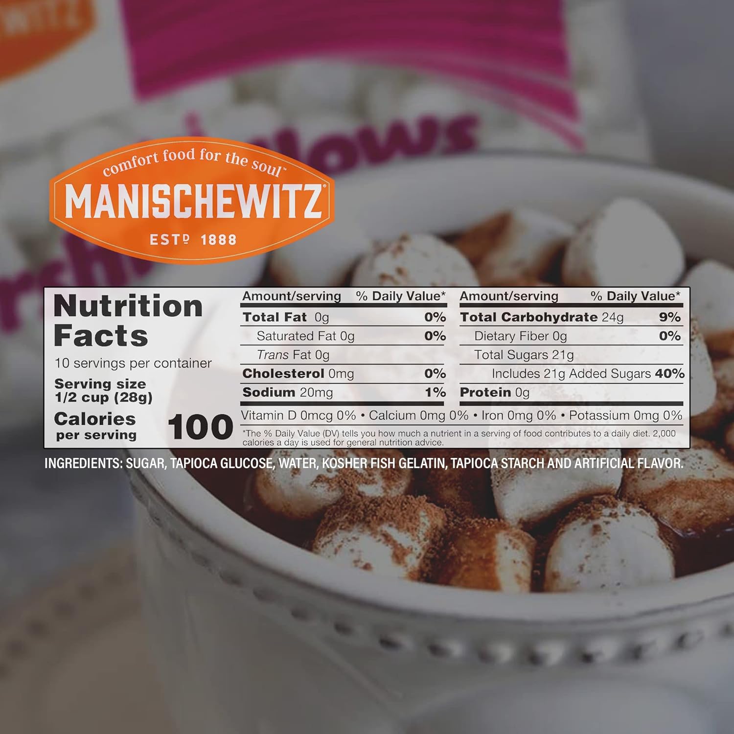 Manischewitz Gluten Free Mini Marshmallows 10oz (2 Pack) | Fat Free, Low Sodium, No Cholesterol, Meat Free, Kosher for Passover & Year Round : Grocery & Gourmet Food