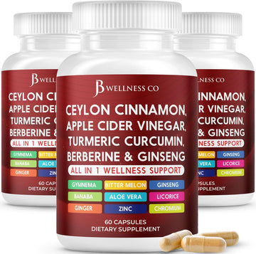 Ceylon Cinnamon, Turmeric, Acv, Ginseng, Aloe Vera, Berberine Plus Banaba, Ginger Root - 120 Capsules