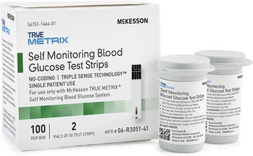 Mckesson True Metrix Self-Monitoring Blood Glucose Test Strips - Supplies For Diabetes Self Monitor Systems, 100 Strips, 1 Pack