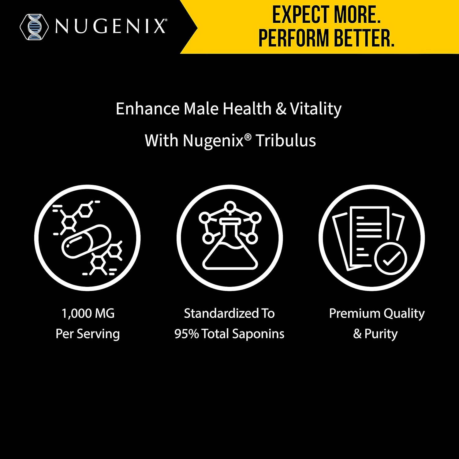 Nugenix Essentials Tribulus Terrestris Extract - 95% Total Saponins, 1000mg High Potency, Extra Strength, 60 Count : Health & Household