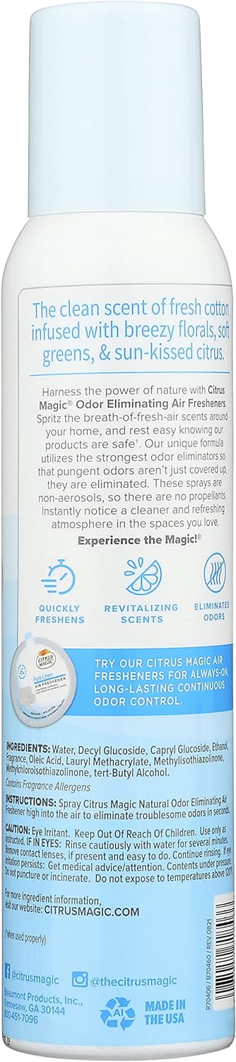 Citrus Magic Odor Eliminating Air Freshener Spray, Pure Linen, 3.0-Ounce