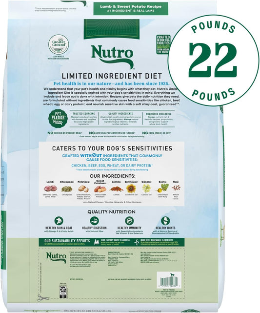 Nutro Limited Ingredient Diet Large Breed Adult Dry Dog Food, Lamb & Sweet Potato Recipe, 22 Lbs