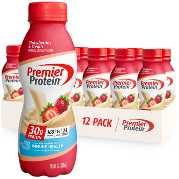 Premier Protein Liquid Protein Shake -24 Vitamins & Minerals/Nutrients to Support Immune Health, Strawberries