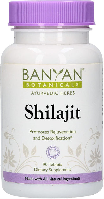 Banyan Botanicals Shilajit - Genuine Black Resin Mineral Pitch - 90 Tablets - Sustainably Sourced - Promotes Vibrant Energy