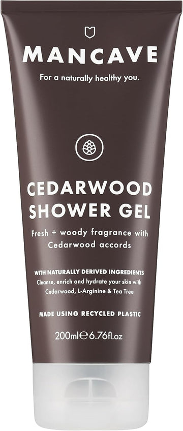 Mancave Cedarwood Shower Gel For Men, Fresh Woody Aroma With Eucalyptus And Pine Needle, Sulphate And Paraben Free, Natural, Vegan, Cruelty Free, 200 Ml