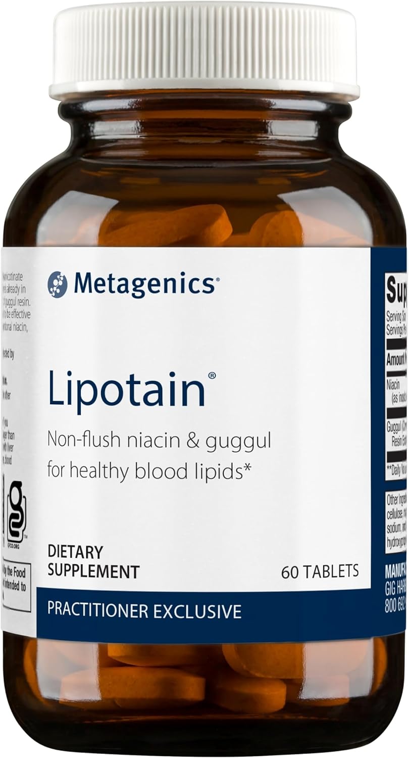 Metagenics Lipotain - Non-Flush Niacin & Guggul Extract - For Healthy Blood Lipids* - Inositol Hexanicotinate Tablets - Supplements For Blood Health* - 60 Tablets