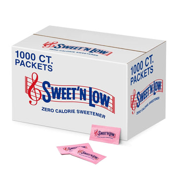 Sweet'N Low Zero Calorie Sweetener Packets, 1000 Ct, Kosher & Gluten Free, Low Glycemic Index, Individual Tea And Coffee Sweetener Packets