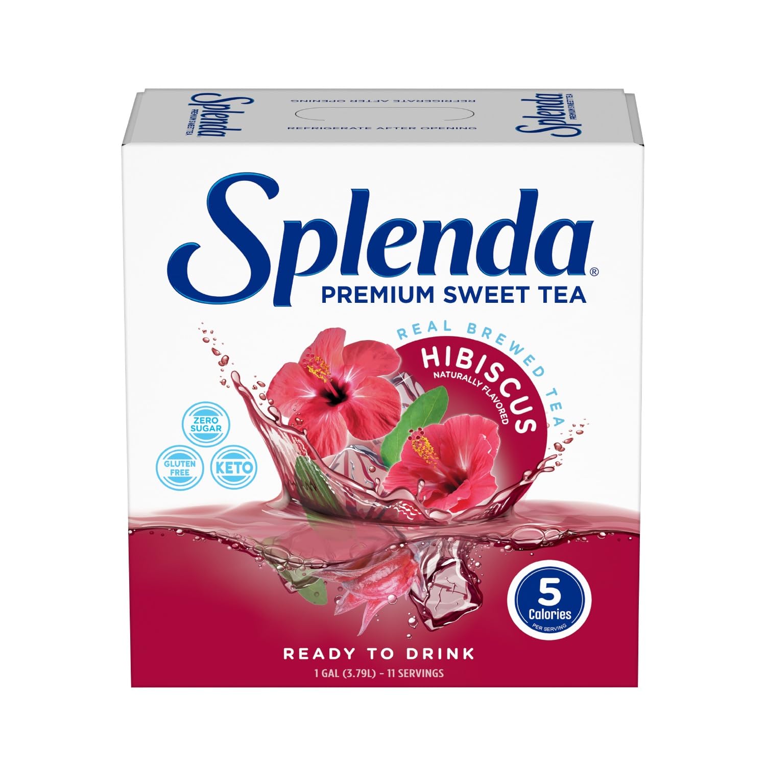 Splenda Premium Sweet Tea On Tap, 1 Gallon Bag In Box Ready To Drink Liquid, Hibiscus Tea, 128 Fl Oz