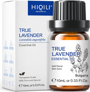 HIQILI 0.33 Fl Oz Lavender Essential Oil Pure, 100% Pure Natural for Diffuser, Skin - 10ML