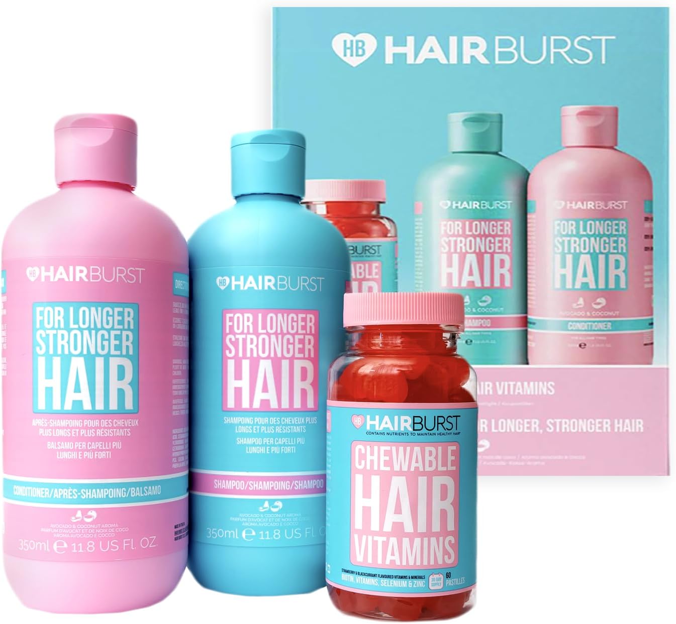 Hair Burst Volume & Growth Elixir + Shampoo & Conditioner Set For Thicker, Stronger, Longer Hair –Boost Volume, Promote Hair Growth, Protect From Heat Damage – Thickening Treatment For All Hair Types