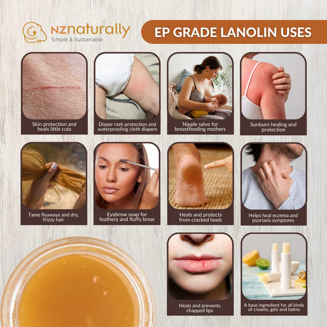 Pure New Zealand Liquid Lanolin Oil EP Grade | For General Dry Skin Conditions I 100% Natural I No Artificial Fragrance 100ml : Baby