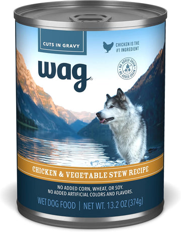 Amazon Brand - Wag Wet Canned Dog Food, Chicken & Vegetable Stew Recipe, 13.2 Oz Can (Pack Of 12)