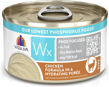 Weruva Wx Phos Focused, Chicken Formula In A Hydrating Purée, 3Oz Can (Pack Of 12)