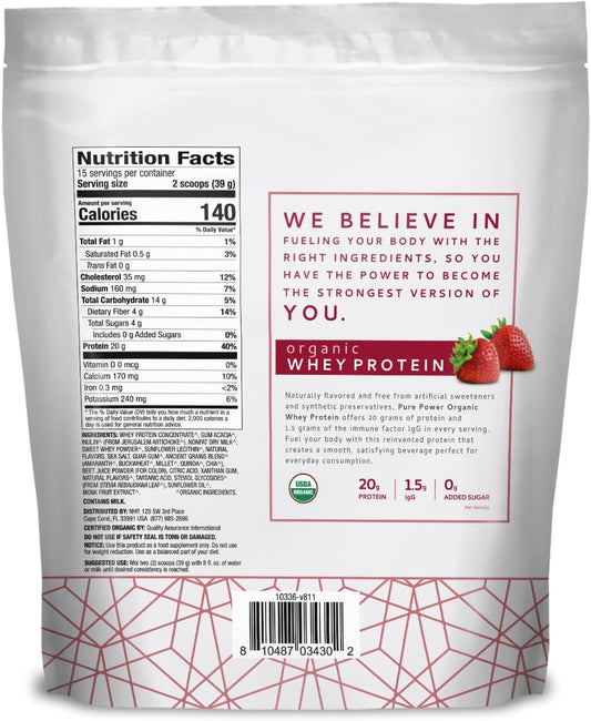 Dr. Mercola, Organic Miracle Whey Strawberry Protein Powder, 13.5 Oz (382.5 G), Non Gmo, Soy Free, Gluten Free, Non Gmo, Soy-Free, Gluten Free, Usda Organic