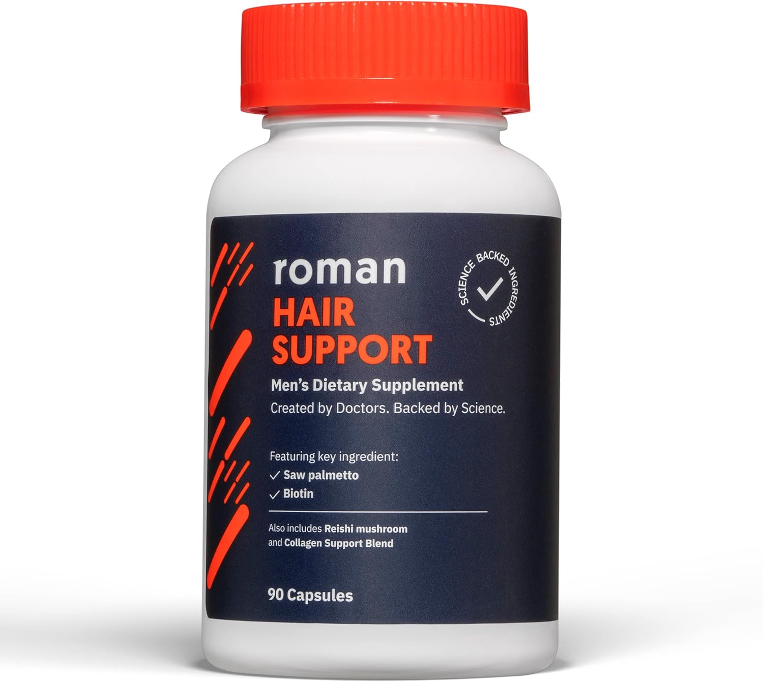 Roman Hair Support Supplement For Men | With Saw Palmetto, Zinc, And Biotin To Help Support And Nourish Hair | 30-Day Supply (90 Capsules)