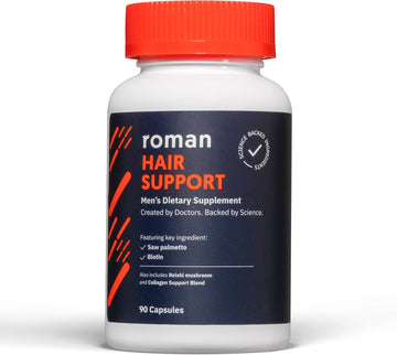 Roman Hair Support Supplement For Men | With Saw Palmetto, Zinc, And Biotin To Help Support And Nourish Hair | 30-Day Supply (90 Capsules)