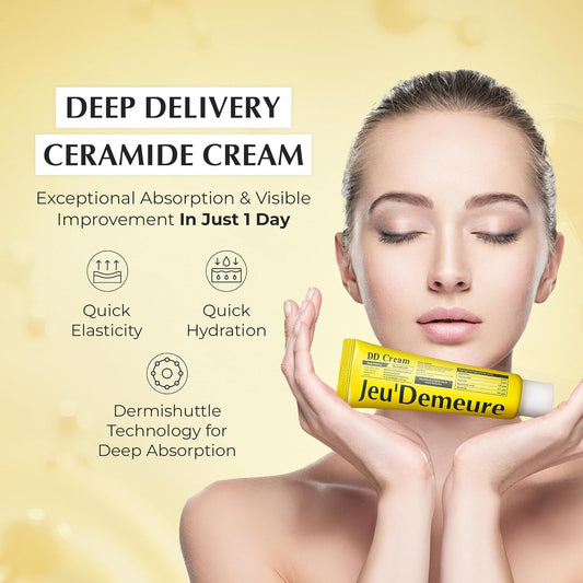 Jeu'Demeure Dermishuttle Dd Cream Deep Hydration Intensive Smoothness Face, Neck And Hand With Peptide, Ceramide, Hyaluronic Acid, Anti Aging Wrinkles Cream, Korean Skincare Moisturizer (50G)